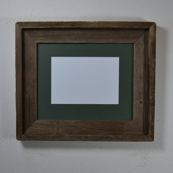 Eco friendly reclaimed wood picture frame 8x10 with 5x7 mat