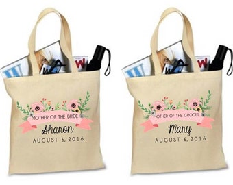 SET OF 2. MOTHER of the Bride. Mother of the Groom. Mother of the Bride Tote. Personalized. Tote. Bag. Totes. Bags.