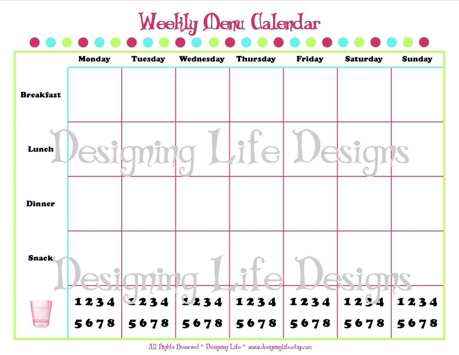 weekly menu planning calendar kitchen printable pdf