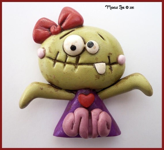 Items similar to Polymer Clay Zombie Girl Charm on Etsy