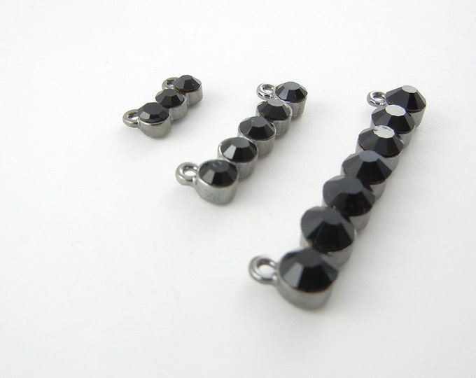 Set of 3 Black Rhinestone Double Link Pendants