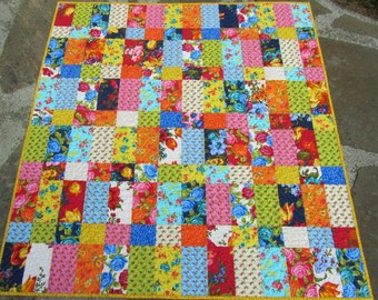 Modern and Colorful Baby Girl, Toddler, Crib Quilt - Olivia Collection