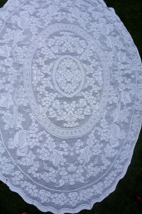 beautiful vintage cotton lace oval tablecloth 76x58 inches beautiful vintage cotton lace oval tablecloth 76x58 inches