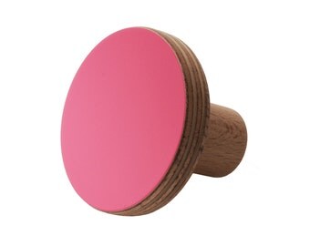 Wooden knob pink fluro neon color