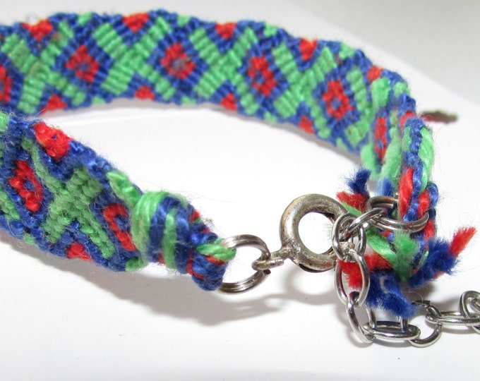 X Marks the Spot-handmade friendship bracelet (blue, red, green)