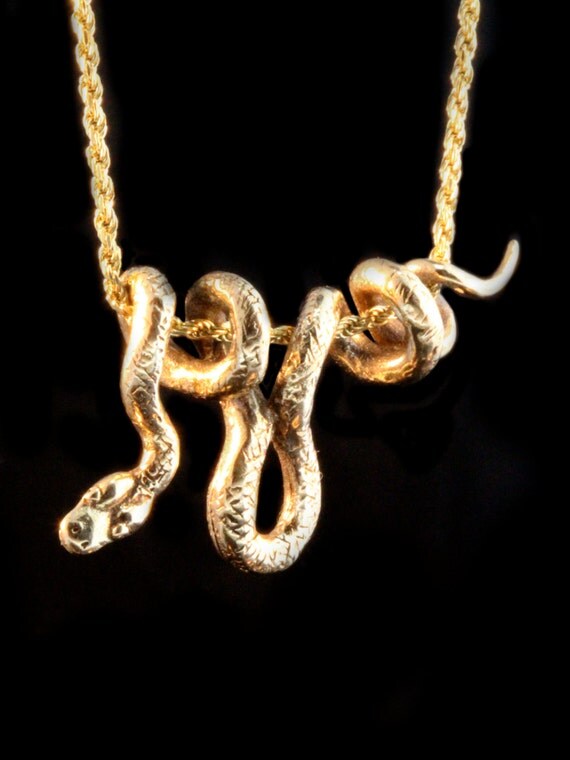Gold Snake Necklace 14k Gold Vine Snake Pendant Snake Jewelry