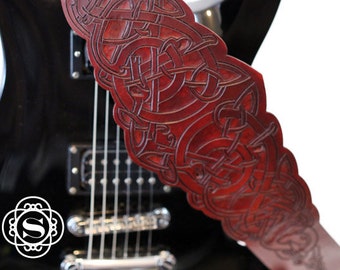 Leather guitar strap, personalized, viking, viking animal, viking guitar strap, guitar strap leather, banjo strap, acoustic strap, Celtic