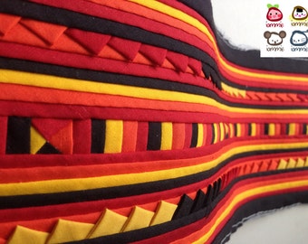 Hmong Textile, Lisu Fabric, hmong fabric, crafting, black, red, yellow, hill tribe, quilted, embroidered, craft, fabric, stripe, quilt