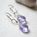 Drops of Lavender Earrings - Silver, Glass - Handmade OOAK - Hypoallergenic, Nickel Free Hoops, Free US Shipping