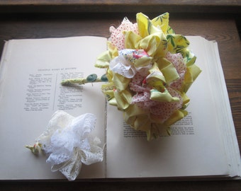 Vintage Fabric Flowers * Wedding Bouquets * Celebration Flowers * Vintage Fabric Baby Shower Gifts