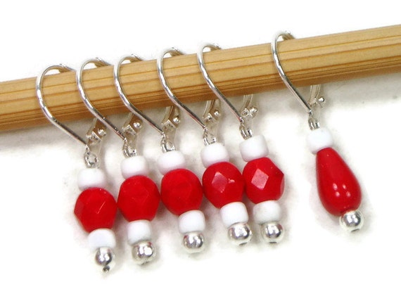 Removable Stitch Markers Crochet Row Markers Red by TJBdesigns