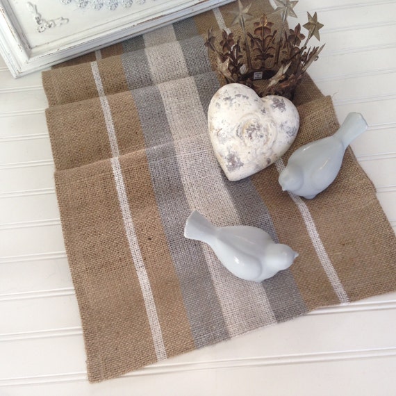 French Grain Sack style Burlap Table Runner Farmhouse/Beach/Coastal/Lakehouse/Rustic