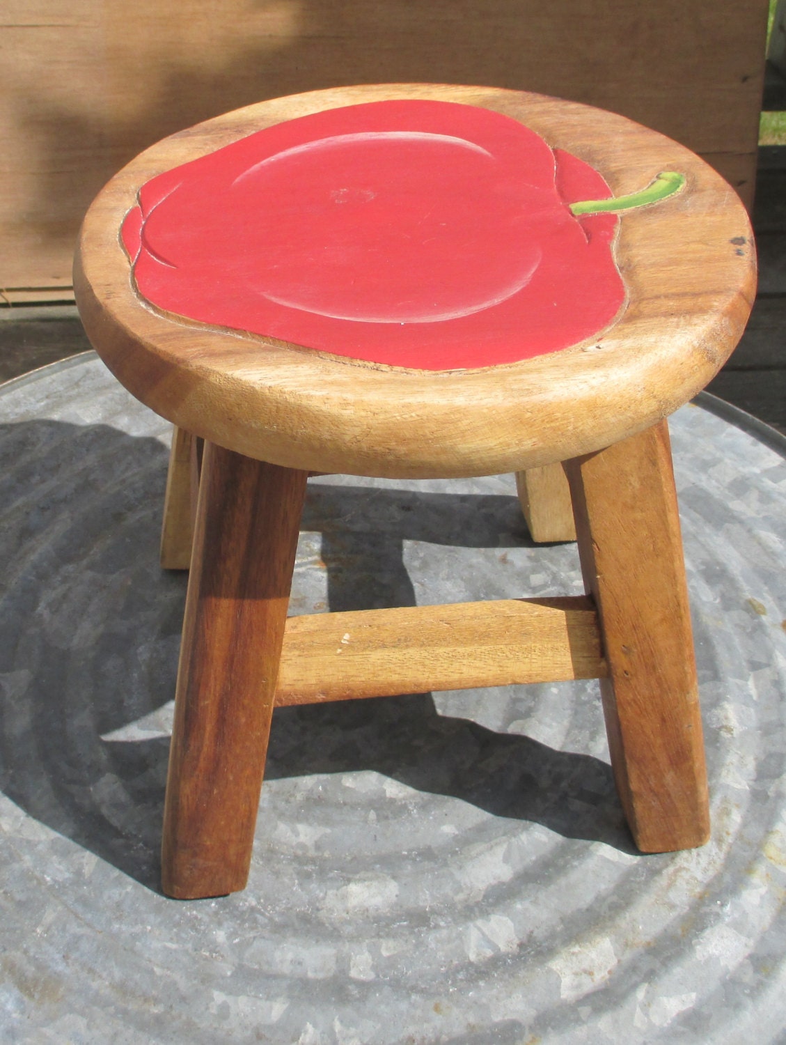 Vintage Wooden Apple StoolTime Out StoolStep StoolExtra Seating