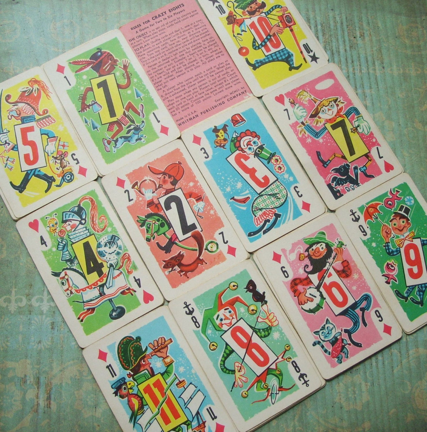 Vintage 1951 Crazy Eights Playing Card Game Full Deck Whitman