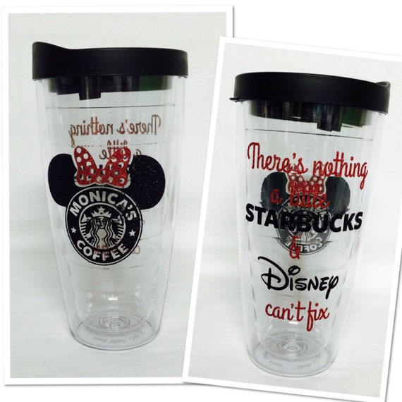Black & Red Starbucks Minnie Mouse FRONT n BACK Latte or