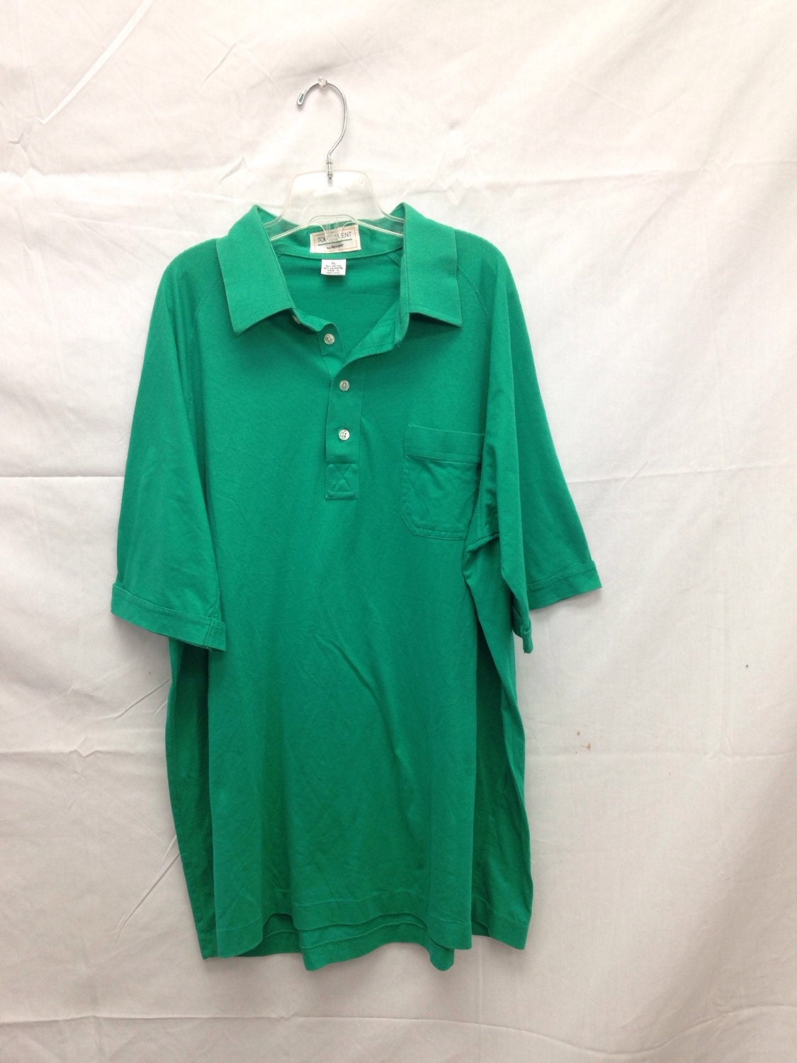 Mens 1980s green tournament by arrow short sleeve shirt.
