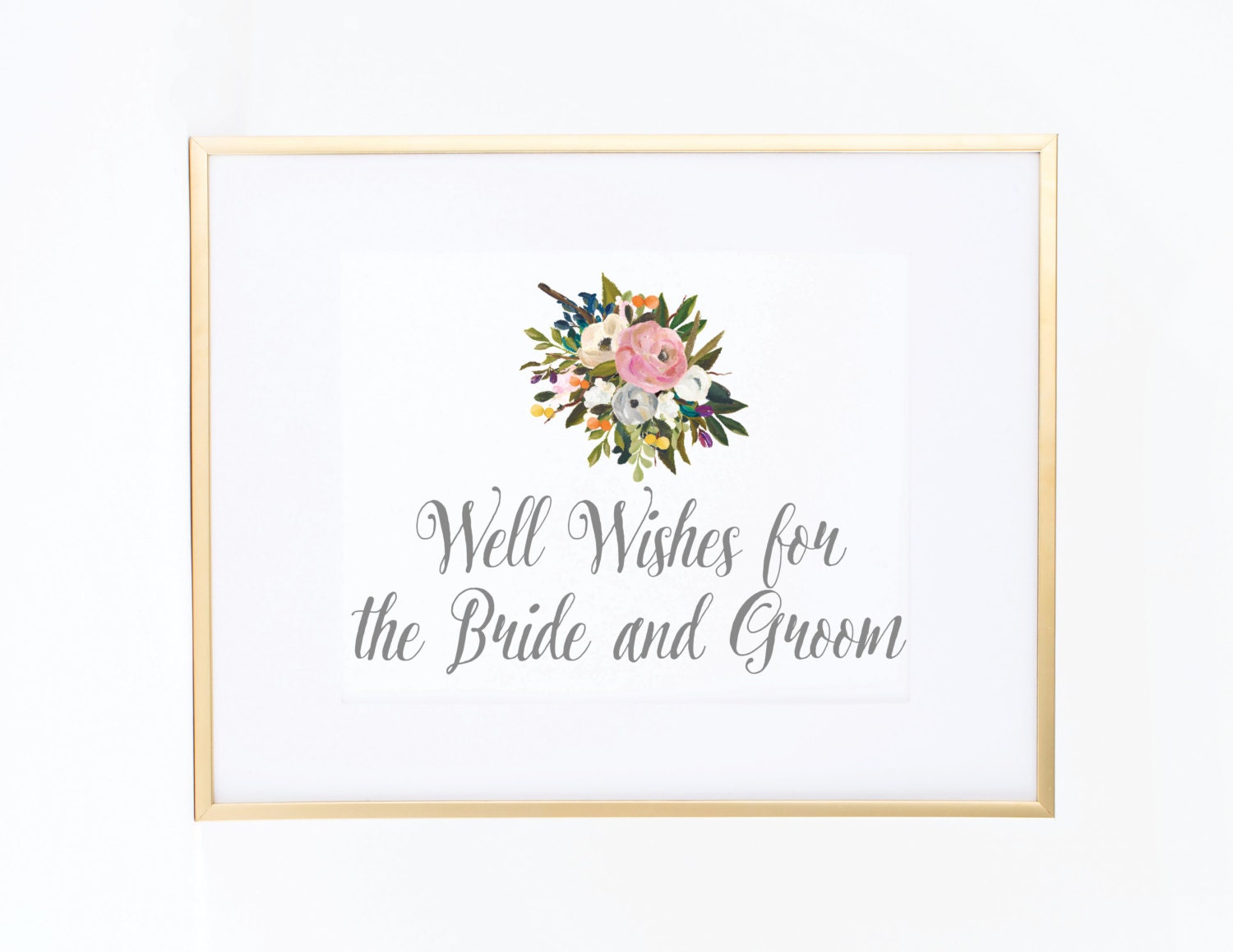 Wedding Sign Well Wishes for the Bride and Groom Floral