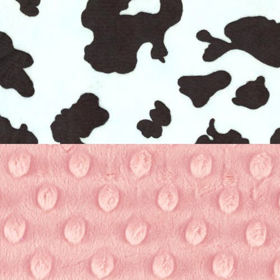 Minky Baby Blanket Girl, Personalized Baby Blanket / Cow Print Pink Black White Stroller // Cow Baby Blanket // Baby Shower Gift