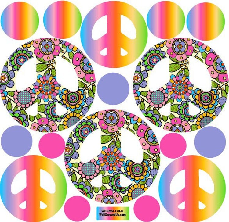 Peace Sign Wall Decals in Rainbow Colors by WallDressedUp on Etsy