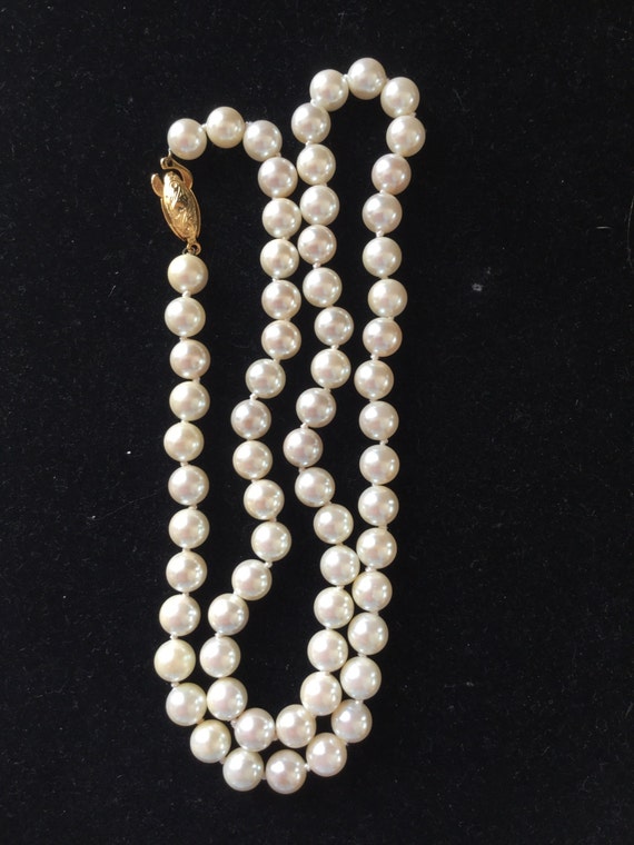Vintage Glass Pearl G Silver Necklace Wedding