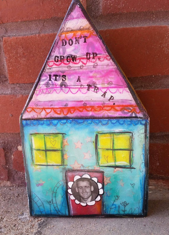 Items similar to Mixed Media House on Etsy