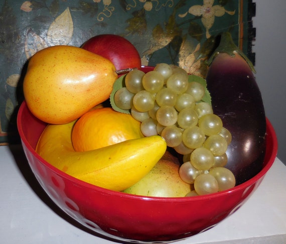 Items Similar To Vintage Bowl Fake Fruit High Kitsch 959s Decor June Cleavers Bowl Of 5960