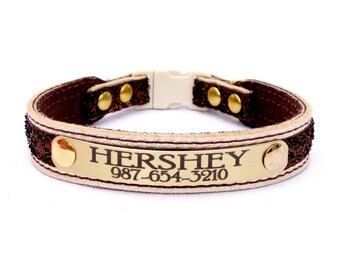 Leather Cat Collar 5/8" width Choose Leather color and Top Ribbon/Suede combo to match your cat's persona. Suede Lining/ Ruggit Collars