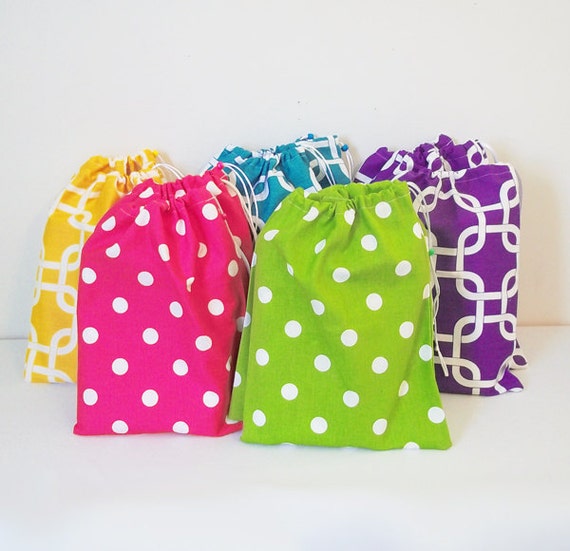 Fabric Treat Bags, 5 Pack Goody Bags, Party Favor Bags, Wedding Candy ...