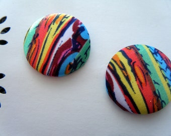 Fabric Covered Button Earrings