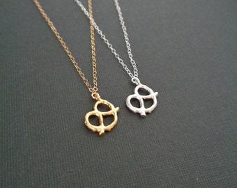 Pretzel Necklace Silver Or Gold Pretzel Lover Necklace In Sterling Silver Pretzel Pendant Necklace Everyday Jewelry Modern Jewelry