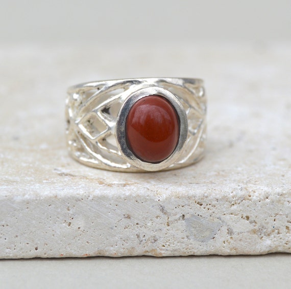 Vintage. Heavy Ring Beautiful Sterling Silver Chunky Rust