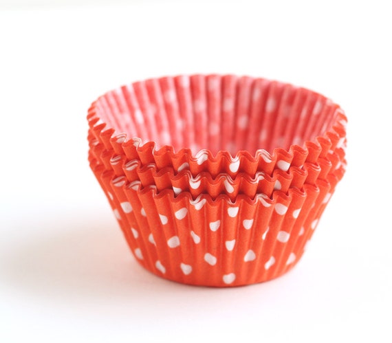 Orange and White Polka Dot Cupcake Liners, Orange Polka Dot Cupcake Liners, Halloween Cupcake Liners (50) Il_570xn