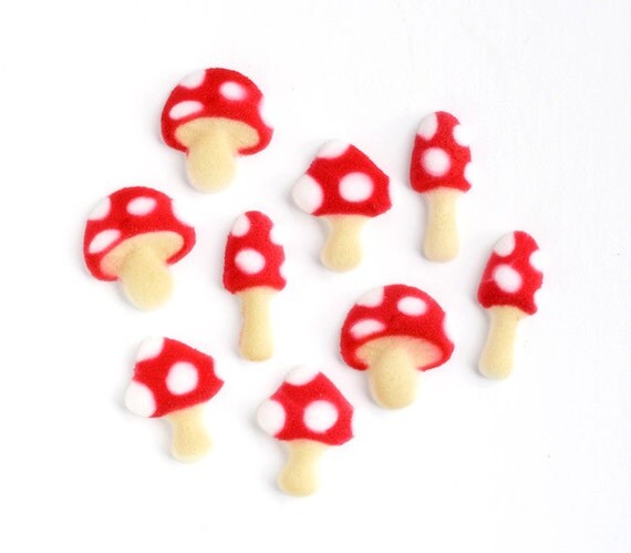 Toadstool Edible Sugar Decorations for Cupcake and Cake Decorating - Mushroom Cupcake Decorations (12) Il_570xn