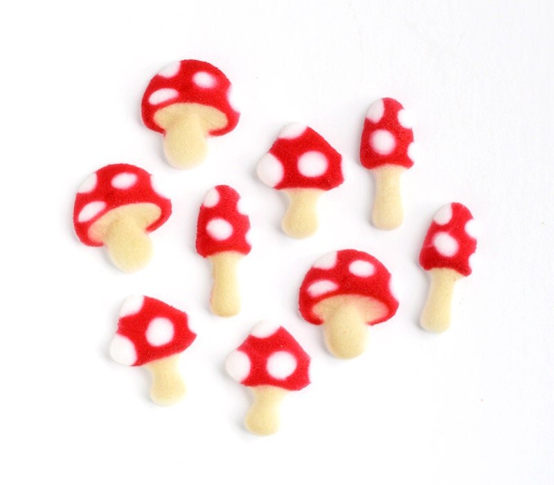 Toadstool Edible Sugar Decorations for Cupcake and Cake