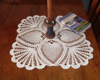 Square Doily in White Crochet