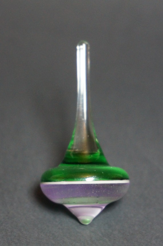 Glass Spinning Top Green/Purple by cascadiaglassworks on Etsy