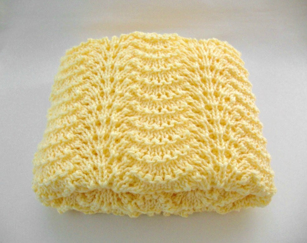 Yellow Baby Blanket Hand Knit Baby Blanket Gender Neutral