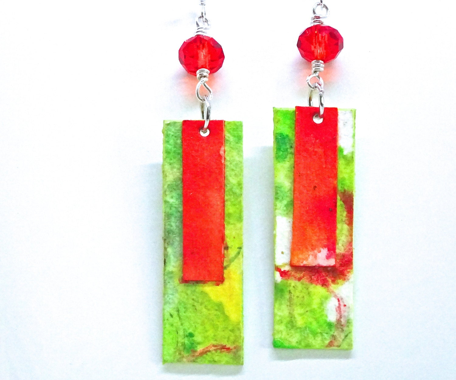 Watercolor Paper Earrings Paper Anniversary by bluegatorjewelry