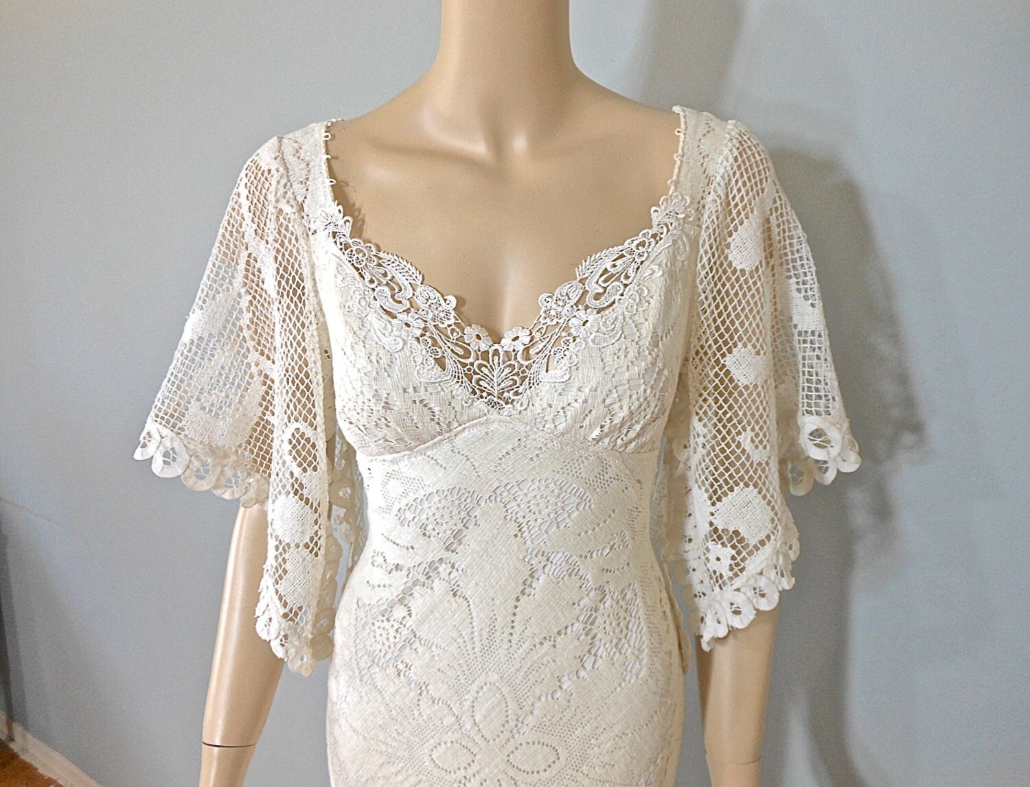 ROMANTIC Lace WEDDING Dress Bohemian wedding Dress Ivory