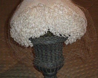 Vintage 1950's Ivory Veiled Hat Bridal Head piece