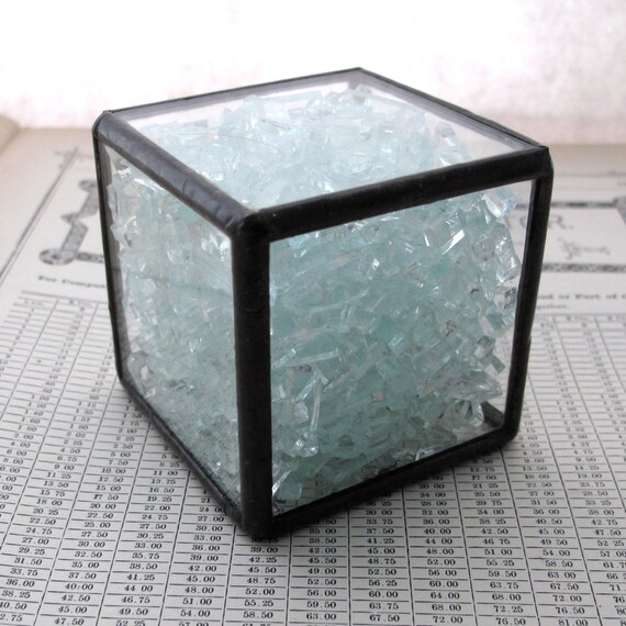 Items similar to Stained Glass Paperweight Glass Cube Stained Glass