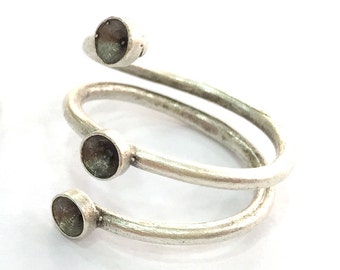 Adjustable Ring Blank (4mm Blank) , Antique Silver Plated Brass G3498