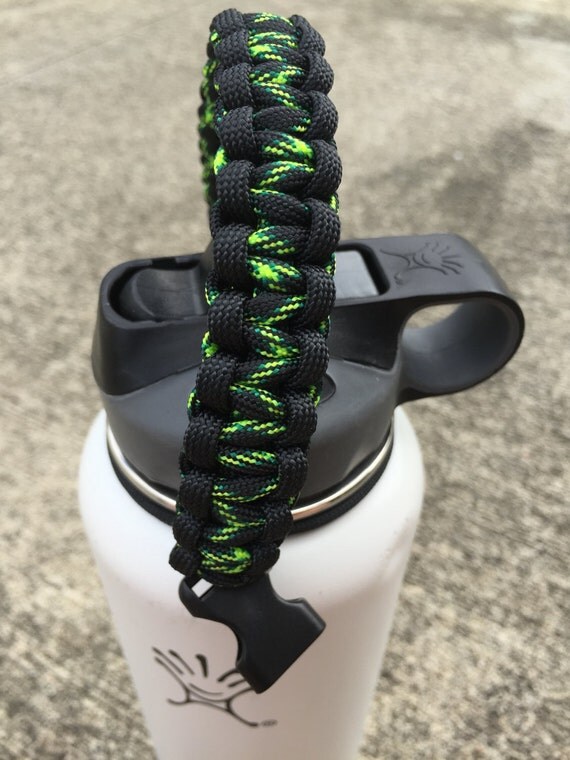 Paracord Handle for Hydro Flask Bottle - Camo Bright Green