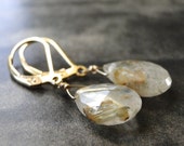 Luxe Jewelry / Gemstone Dangle Earrings / Statement Earrings / Rutilated Quartz Drop Earrings / Accessories / Mothers Day Jewelry / Gift Box