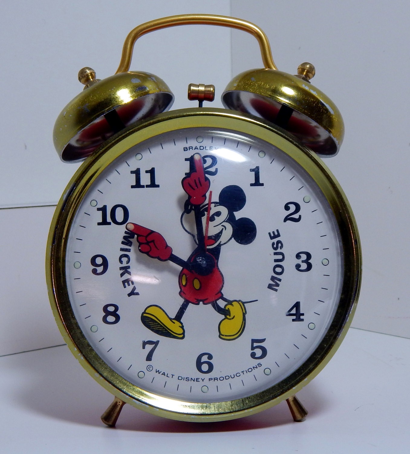 Vintage Old Mickey Mouse Alarm Clock Walt Disney Productions