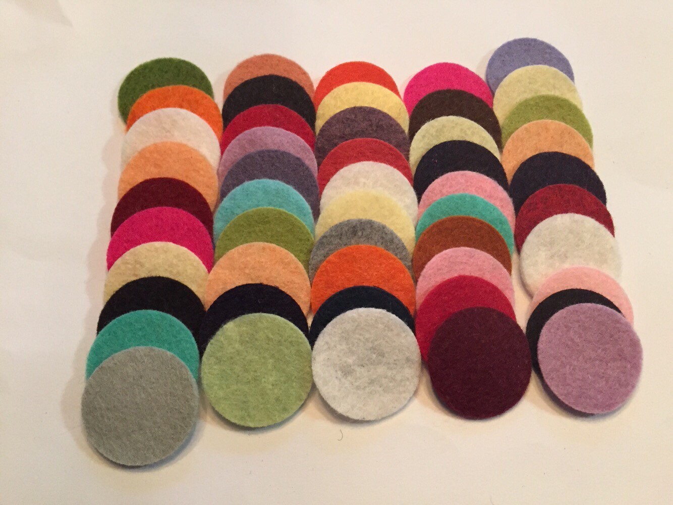 Wool Felt Circles 50 1 inch Random Colored. 2693