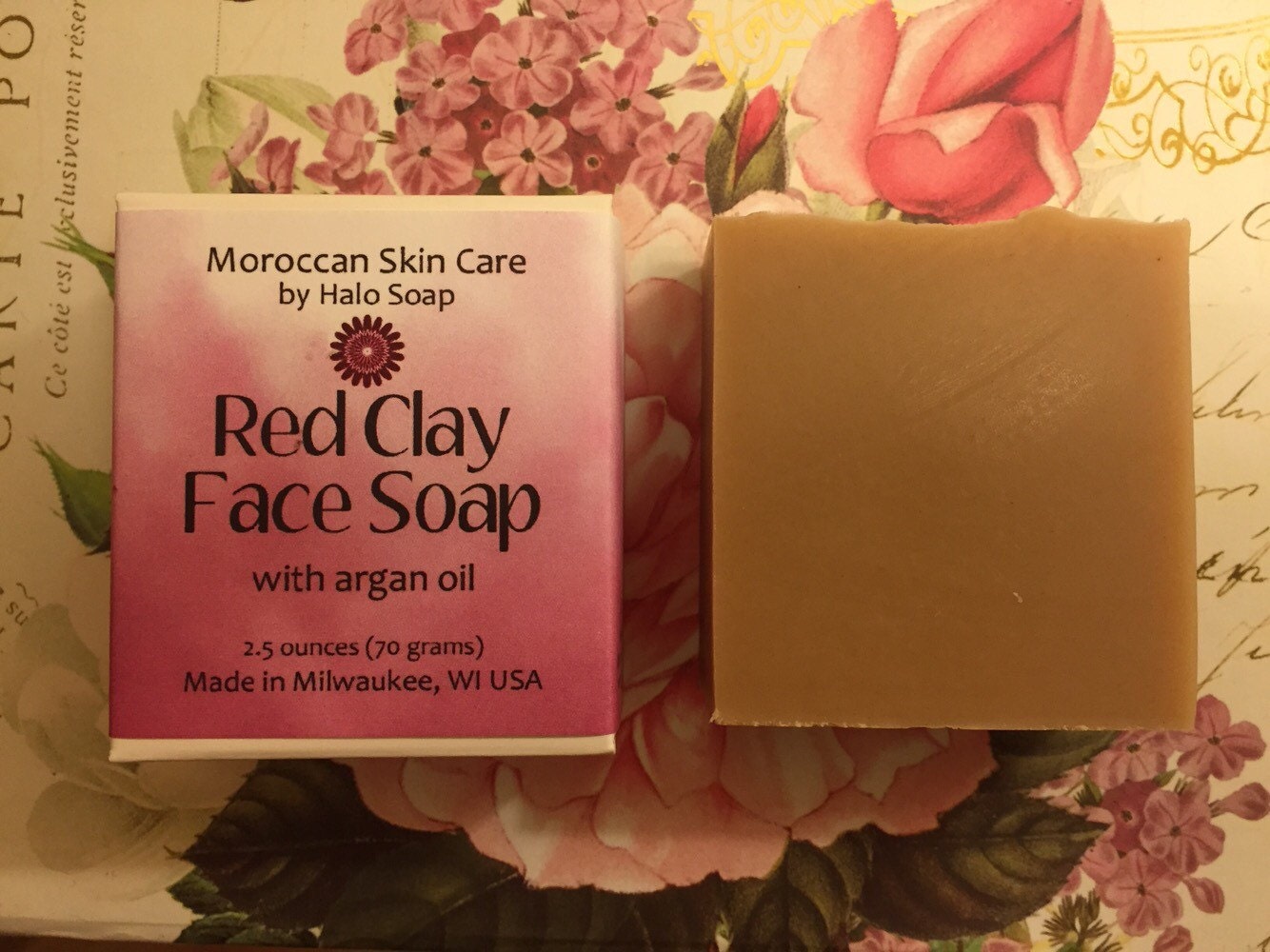 Red Clay Face Soap with Argan Oil Moroccan Skin Care