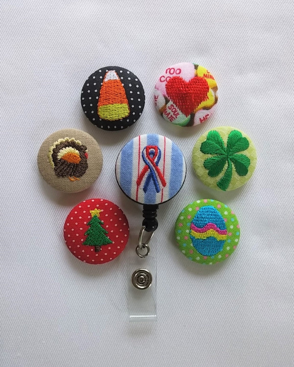 INTERCHANGEABLE Holiday Badge Reel / Name Badge Holder by