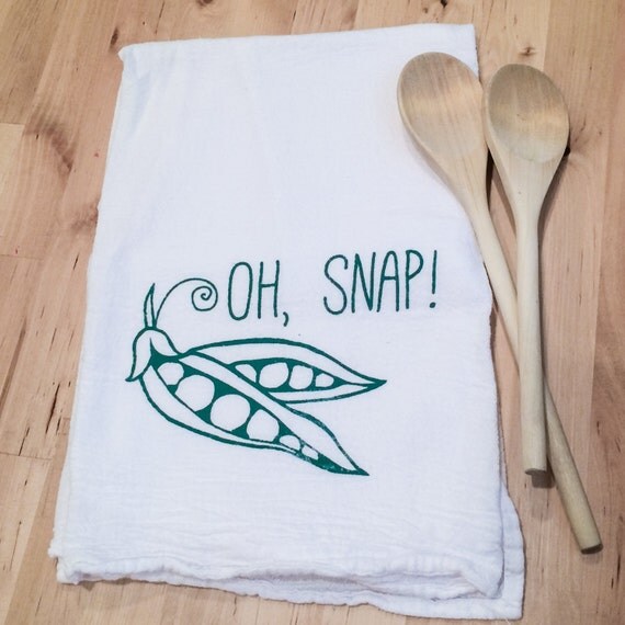 Flour Sack Tea Towel Oh Snap Hand Screen Printed
