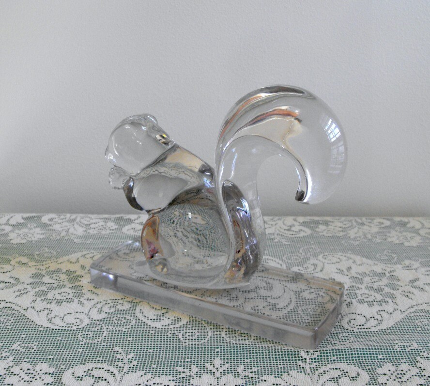 Vintage 1942 Squirrel Bookend by New Martinsville Glass